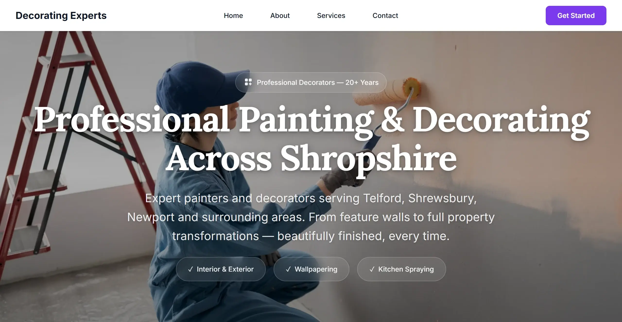 A live painter-decorator trade website on decoratingexperts.co.uk