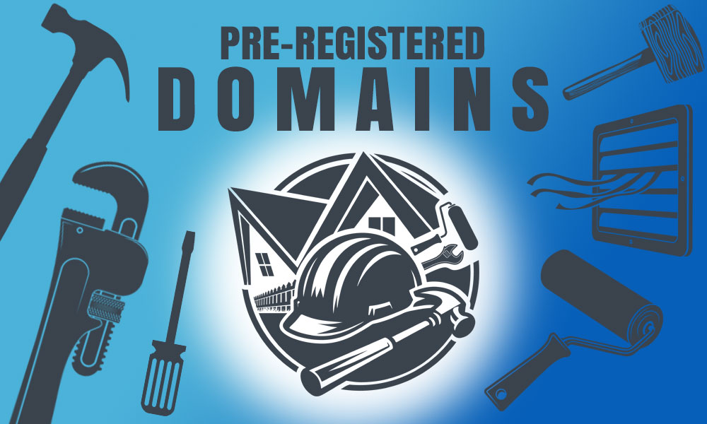 Pre-registered trade domain names with trade tools