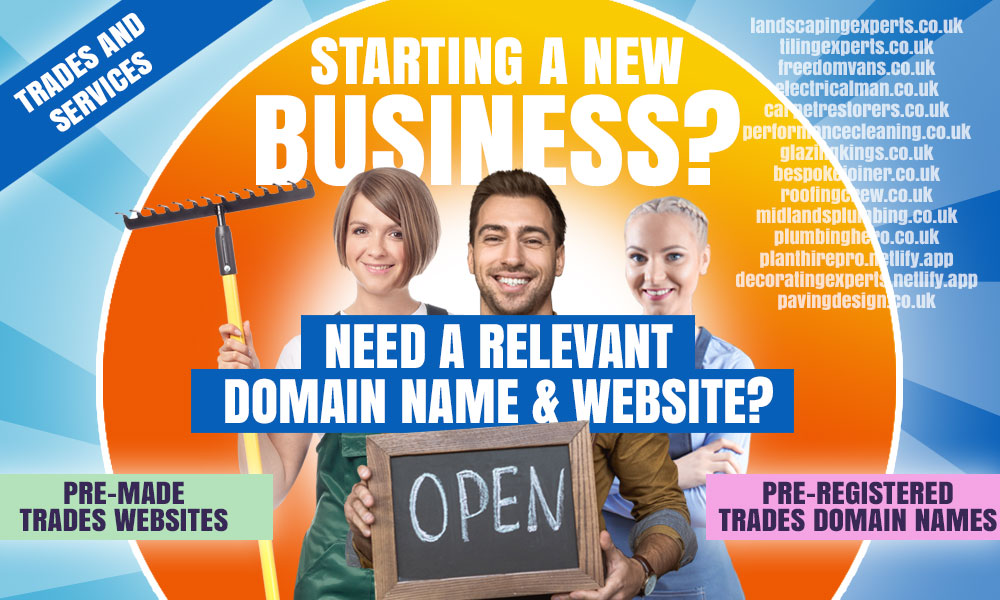 Starting a new business? Pre-made trades websites with professional .co.uk web addresses already registered