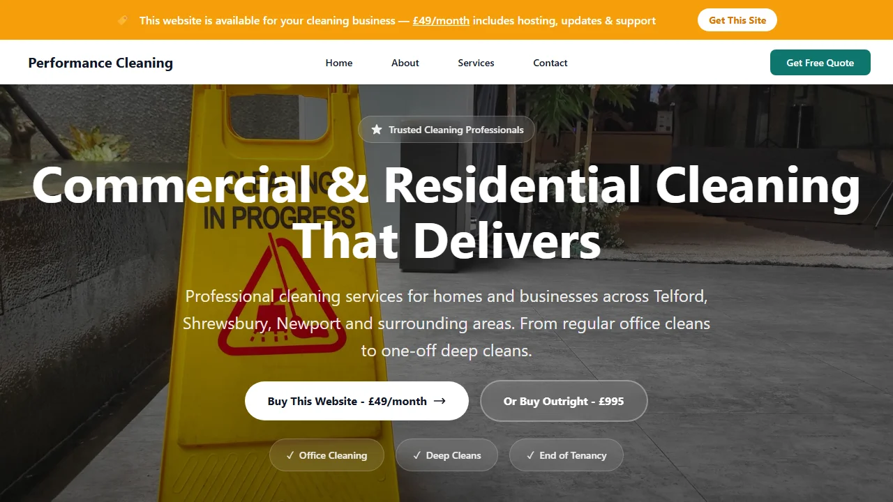 Performance Cleaning website template