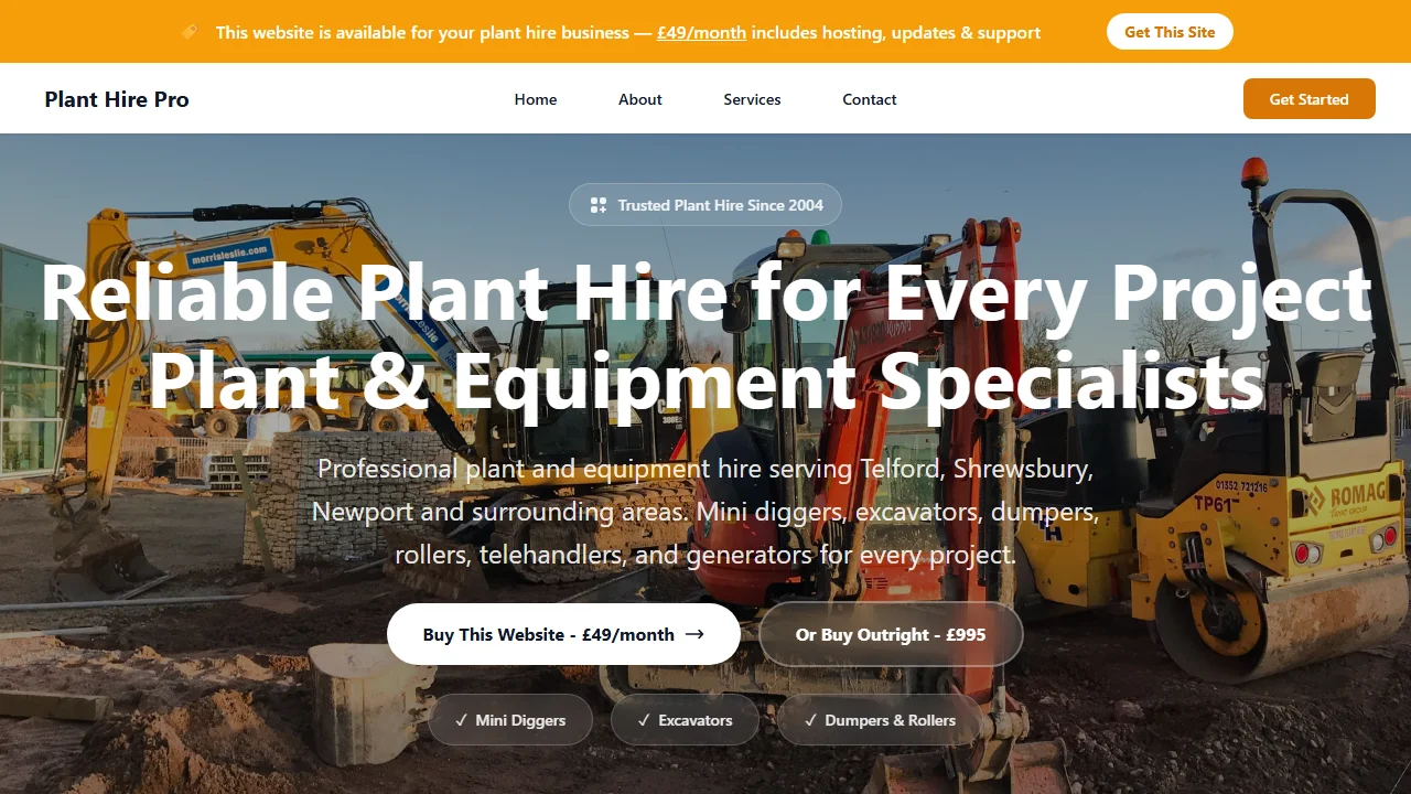 Plant Hire Pro website template